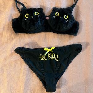 🖤NEW ARRIVAL🖤 Women’s Black Sugar Thrillz Bad Kitty Fuzzy Lingerie Set Small